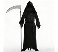 IWTBNOA Costume de faucheuse pour enfant avec faucheuse, costume de faucheuse effrayante, fantôme d'horreur, costume de détraqueur Grim Reaper, pour Halloween, carnaval, fête
