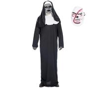 IWTBNOA Costume de nonne d'Halloween, tenue de nonne effrayante avec masque The Nun Horreur, costume de nonne d'horreur, costume de nonne zombie effrayant pour femme, pour Halloween, carnaval, fête à