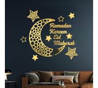 IWTBNOA Ramadan Autocollant Décoration Murale Eid Mubarak Décoration Murale Étanche 3D Acrylique DIY Lune Étoile Ramadan Autocollant Mural Musulman Ramadan Sticker Mural pour Décoration de la Maison