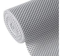Iwtmm Rouleau Non Adhésif de 30,5 cm x 6,1 m, Antidérapant Durable, Solide et Propre, Revêtement d'Étagère pour Armoires de Cuisine, Rangement, Bureaux, Ustensiles de Gris Clair Uni PVC