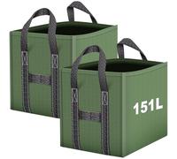 IWTTWY Sac Jardin Dechets Verts 2x151L, Sacs de déchets Jardin résistants en PP Robuste, Sacs Poubelle de Jardin Pliables et Réutilisables, étanche Sac Vegetaux Jardin avec Poignées
