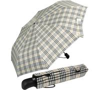 iX-brella First Class Edition - Parapluie de poche élégant - Ouverture et fermeture automatique - Grande stabilité - Résistant aux tempêtes, Carreaux/beige, 95 cm