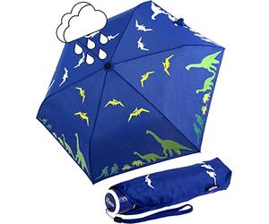 iX-brella Mini parapluie Safety Reflex extra léger pour enfant, Dinosaures, 95 cm, Parapluie de poche avec ouverture manuelle