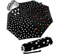 iX-brella Mini Ultra Light Parapluie de poche pour femme avec grand toit - Extra léger, changement de couleur - Gouttes de pluie, Taschenschirm Handöffner, décapsuleur à main