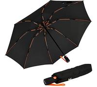 iX-brella Parapluie de poche en fibre de verre à ouverture inversée avec rayons colorés, noir/orange, 106 cm, Parapluie de poche XXL
