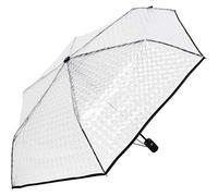 iX-brella Parapluie de poche transparent avec effet lenticulaire et poignée colorée et bordure, Noir , 97 cm, Parapluie de poche automatique