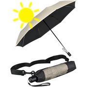 iX-brella Parapluie de trekking avec bâton extra long et protection contre les UV et la chaleur, Beige-noir - Protection contre les UV et la chaleur, 98 cm, Parapluie de poche ouvre-main