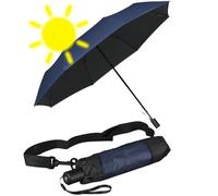 iX-brella Parapluie de trekking avec bâton extra long et protection contre les UV et la chaleur, Bleu/noir - Protection contre les UV et la chaleur, 98 cm, Parapluie de poche ouvre-main