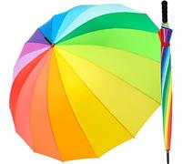 iX-brella Parapluie Motif multicolore arc-en-ciel Taille XXL 129 cm Parapluie léger, de grande taille, avec poignée douce