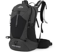 IX INOXTO Sac à dos de randonnée 35 L imperméable avec poche à eau 3 L, housse de pluie, noir