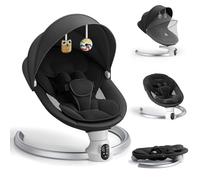Ixdregan Transat Bébé Electrique - APP & Télécommande Balancelle Bébé Electrique, Balancelle pour Baby Avec 3 Minuteries, 5 Vitesses de Balançoire, 10 Musiques, Bluetooth Transat Baby (APP Noir)
