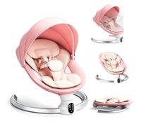Ixdregan Transat Bébé Electrique - APP & Télécommande Balancelle Bébé Electrique, Balancelle pour Bébe Avec 3 Minuteries, 5 Vitesses de Balançoire, 10 Musiques, Bluetooth Transat Baby (APP Rose)