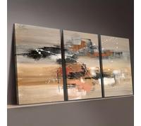 IXEHOH 3 Pièces Tableau Abstrait sur Toile Moderne Décoration Murale Salon Chambre, Grand Tons de Terre Texturé Images Décoration Murale, Œuvre d'Art Contemporaine pour Murs 40x60cmx3