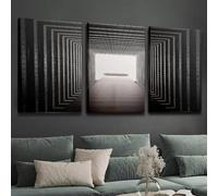 IXEHOH Art Mural sur Toile Architecture Abstraite Moderne Ensemble 3 Pièces Noir et Blanc Géométrique Photos Décoration Murale Grand Paysage Œuvre d'Art Murs Bureau Esthétique 70x100cmx3