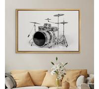 IXEHOH Batterie de Musique Toile Murale Instrument Noir et Blanc Décoration Murale Grande Toile Abstraite Moderne pour Salon Posters & Impressions pour Studio Bureau 60x90cm