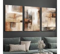 IXEHOH Ensemble de 3 Tableaux Abstraits sur Toile, Grande Décoration Murale Minimaliste Moderne, Tons Neutres pour Salon, Toile Encadrée pour Chambre, Art Mural pour Bureau 60x90cmx3