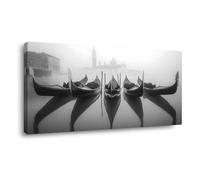 IXEHOH Gondoles de Venise Toile Murale Photographie Noir et Blanc Art Mural Esthétique Grande Toile Décoration Murale Tableaux pour Salon Chambre Bureau Art Mural Horizontal 50x100cm