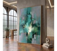 IXEHOH Grand Art Mural Abstrait Moderne sur Toile pour Salon, Décoration Murale Tableaux Bleu Canard et Or, Art Mural Esthétique Portrait pour Chambre Bureau 30x40cm