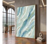 IXEHOH Grand Art Mural Abstrait Moderne sur Toile pour Salon, Peintures à Tourbillons Bleus et Verts Décoration Murale, Art Mural Esthétique pour Chambre Bureau, Toile Murale Portrait 50x70cm