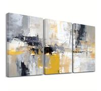 IXEHOH Grand Tableau Abstrait Moderne pour Salon, 3 Panneaux Art Mural Minimaliste, Décoration Murale Neutre en Gris Blanc et Or, Impression sur Toile pour Chambre et Bureau 50x75cmx3