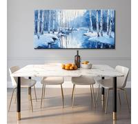 IXEHOH Paysage de Forêt en Hiver Art Mural sur Toile Rivière Enneigée Décoration Murale Esthétique Grand Art Mural Impressions sur Toile pour Salon Chambre Bureau 65x130cm