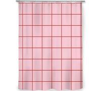 IXEHOH Rideau de Douche à Motif de Grille Rose et Rouge, décor de Salle de Bain en Tissu Moderne, Lavable en Machine avec Crochets (213 x 175 cm/84 x 69 Pouces (l x H))