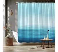 IXEHOH Rideau de Douche à Motif Marin Abstrait,Texture dégradée Bleu apaisant,Lavable en Machine,avec Crochets Rideau de Douche sur Le thème de la Plage pour la décoration /140 x 180 cm/L x H