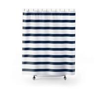 IXEHOH Rideau de Douche à Rayures Bleu Marine,décoration Nautique,Style côtier,Moderne,thème Marin,120 x 150 cm (l x H) avec 12 Crochets