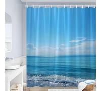 IXEHOH Rideau de Douche à thème Marin,Motif océan,Plage,Bord de mer,Coucher de Soleil d'été,en Polyester imperméable avec Crochets (100 x 200 cm,Largeur x Hauteur)