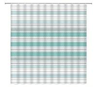 IXEHOH Rideau de Douche bohème Bleu Sarcelle,Style Rustique,Ferme,Moderne,géométrique,rayé,Vintage,en Tissu,occultant,avec Crochets(140 x 180 cm/55 x 71 po(L x H)