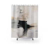 IXEHOH Rideau de Douche Boho | Art Abstrait Moderne et Neutre,Noir,Gris,Beige ombré,Tissu Polyester 200 x 200 cm (l x H)