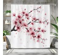 IXEHOH Rideau de Douche en Polyester à Fleurs de Cerisier,Motif Floral Rose,décoration de Salle de Bain Japonaise Sakura,200 x 160 cm (l x H)