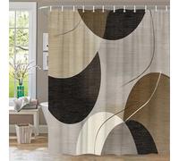 IXEHOH Rideau de Douche géométrique Abstrait,Tons Bruns,Beiges et Noirs et Blancs,Texture Minimaliste,Rideau de Douche Moderne avec 12 crochets/90x190cm