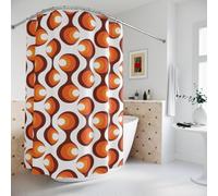 IXEHOH Rideau de Douche géométrique rétro Moderne du Milieu du siècle,Style Vintage années 1970,Orange,Original et coloré,décoration de Salle de Bain MCM(140 x 200 cm/55 x 78 Pouces(L x H)