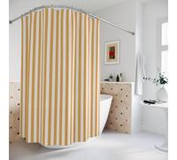 IXEHOH Rideau de Douche Moutarde à Rayures pour Salle de Bain Enfant, Rideau de Douche Amusant à Rayures Jaunes 120 x 150 cm (l x H)