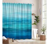IXEHOH Rideau de Douche Océan Serein,Rideau de Douche à dégradé Bleu et Turquoise,Motif Paysage Marin,pour la décoration de Votre Salle de Bain,en Polyester Lavable en Machine,175 x 190 cm (L x H)