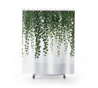 IXEHOH Rideau de Douche Vert | Rideau de Douche en Tissu botanique Neutre et Naturel,Motif de Vigne Suspendue,Tissu Polyester Aquarelle,12 Crochets(183 x 200 cm/72 x 79 po(L x H)