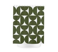 IXEHOH Rideau de Douche Vintage,Motif géométrique Abstrait Vert Olive foncé rétro,Style bohème Moderne du Milieu du siècle(160 x 160 cm/63 x 63 Pouces(L x H)