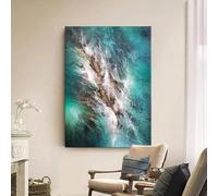 IXEHOH Tableau Abstrait Bleu Canard et Or, Décoration Murale Moderne Salon, Impression sur Toile Verticale, Affiche Esthétique Chambre, Peinture Grand Format Artwork For Walls 40x60