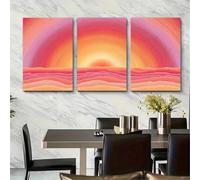 IXEHOH Tableau Abstrait Lever du Soleil sur Toile 3 Pièces Rose Orange Décoration Murale Salon Modern Aesthetic Wall Art Artwork For Walls Peintures Murales Affiche Design 60x80cmx3