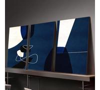 IXEHOH Tableau Abstrait Moderne, Triptyque Géométrique Bleu sur Toile, Art Mural Esthétique pour Salon, Chambre et Bureau, Décoration Murale pour Maison Contemporaine 60x90cmx3
