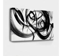 IXEHOH Tableau Abstrait Noir et Blanc sur Toile, Peinture Moderne à Spirales Monochromes, Grande Œuvre d'Art pour les Murs, Décor Murale Horizontal pour Salon et Bureau, Affiche Esthétique 60x80