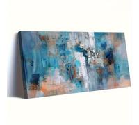 IXEHOH Tableau Abstrait sur Toile Bleu et Turquoise Grand Art Mural Impressions sur Toile Décoration Murale Salon Moderne Paysage Art Mural Esthétique Tableaux pour les Murs 20x40cm