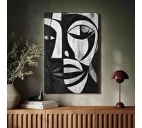 IXEHOH Tableau Abstrait Visage Toile Décoration Murale Moderne Noir et Blanc Masque Peinture Pour Salon Grand Tableau Mural Vertical Wall Art Posters & Prints Artwork For Walls 40x60