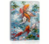 IXEHOH Tableau Carpe Koï Grand Art Mural Impressions sur Toile Coloré Bassin Japonais Peinture Verticale Esthétique Images Décor Impressionniste Œuvre d'Art Pour Murs Zen 80x130