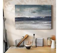 IXEHOH Tableau Paysage Abstrait sur Toile Décoration Murale Bleu et Gris Peinture Marine pour Salon Moderne Horizon Image Déco Murale Grande Œuvre d'Art pour Chambre Bureau 20x30