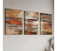 IXEHOH Tableau Toile Abstrait 3 Pièces Décoration Murale Tons Terreux Peintures Murales pour Salon Chambre Tableau Décoratif Moderne Œuvre d'Art Esthétique Contemporaine pour Murs 30x40cmx3