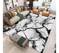 IXEHOH Tapis de Salon Moderne en marbre Noir et Blanc,Lavable,Grand Tapis Abstrait Moderne,Neutre,Doux et antidérapant (152 x 213 cm (59,84 x 83,86 po)