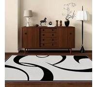 IXEHOH Tapis de Salon Noir et Blanc,Lavable,Moderne,Abstrait,Neutre,Doux,antidérapant,à Poils Courts,Grand Tapis pour Chambre (60 x 110 cm (23,62 x 43,31 po)