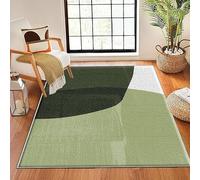 IXEHOH Tapis Lavable,Grand Format,Moderne,Abstrait,géométrique,Vert,pour Salon : Grand Tapis Neutre,Doux,antidérapant,à Poils Courts (200 x 200 cm (78,74 x 78,74 po)